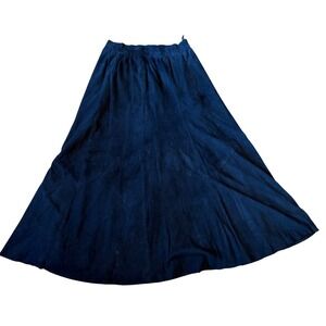 VAKKO Black Suede Elastic Waist Maxi Skirt Made in USA Size M